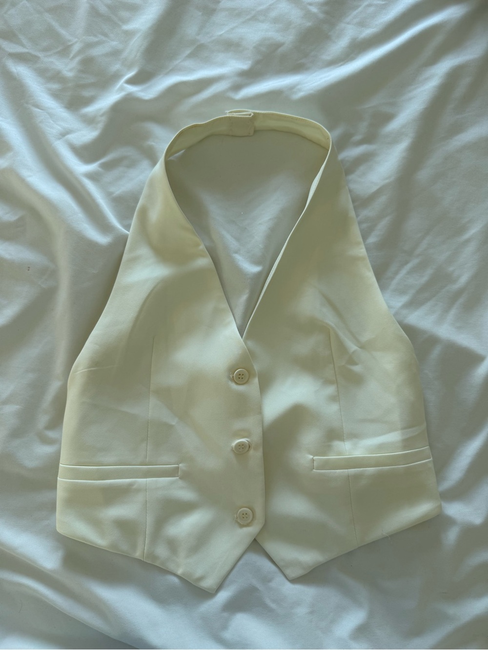 Cream Open Back Halter Vest